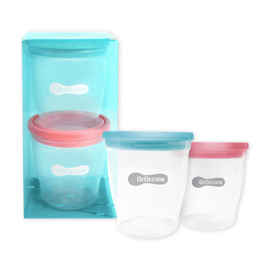 BeBecook - 2-Pcs Stackable B.Meals Storage Containers (Pink/Mint)