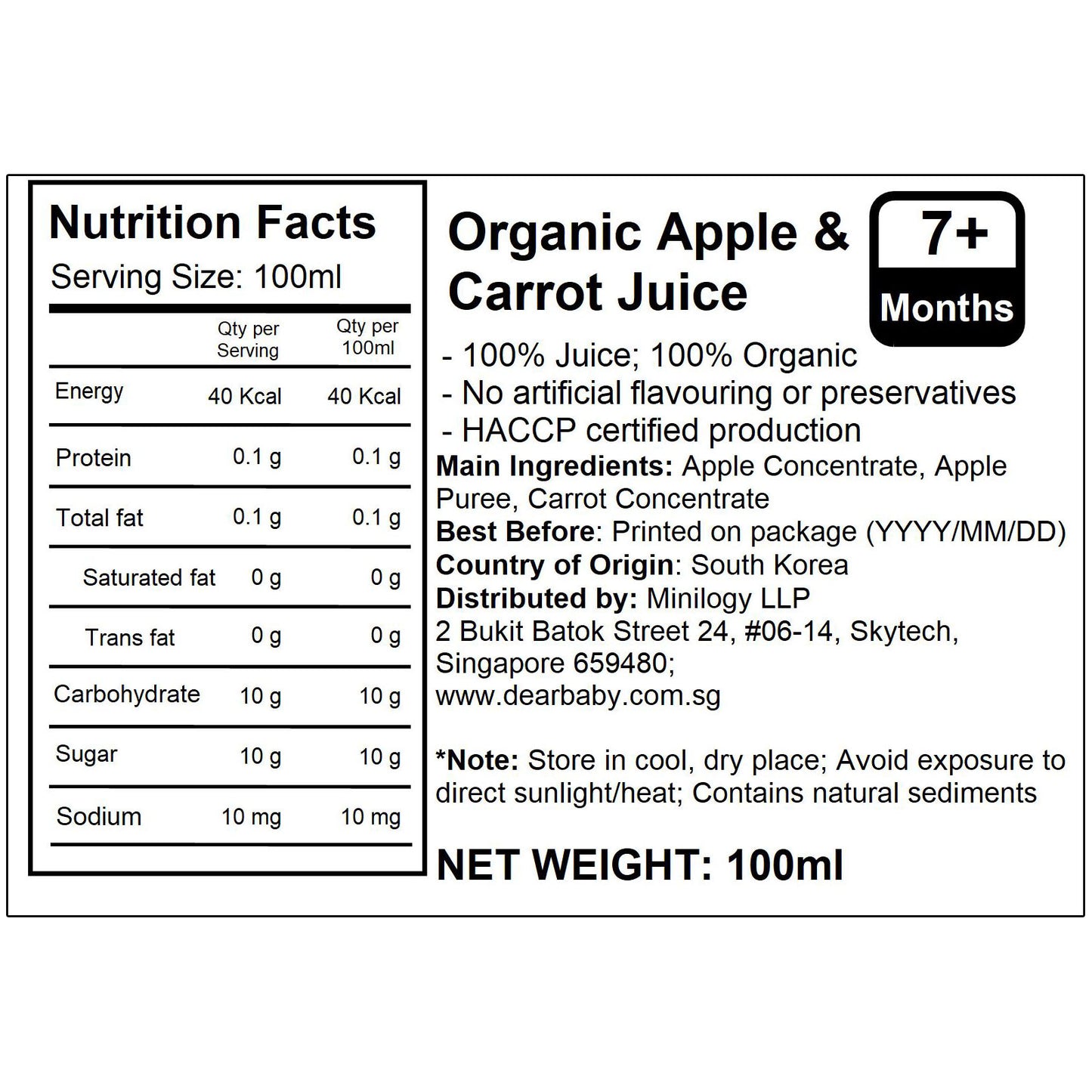 BeBecook - 10-Pk Organic Apple & Carrot Juice 100ml