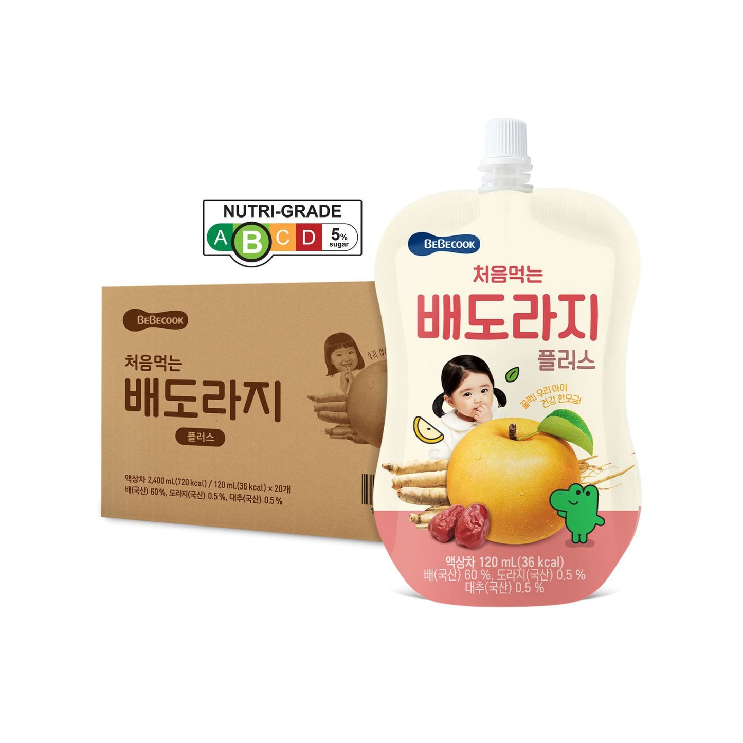BeBecook - 20-Pk Brewed Korean Golden Pear Drink w Bellflower Root & Jujube 120ml