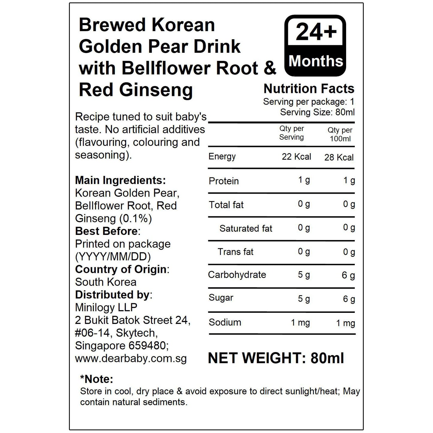 BeBecook - 20-Pk Brewed Korean Golden Pear Drink w Bellflower Root & Red Ginseng 80ml