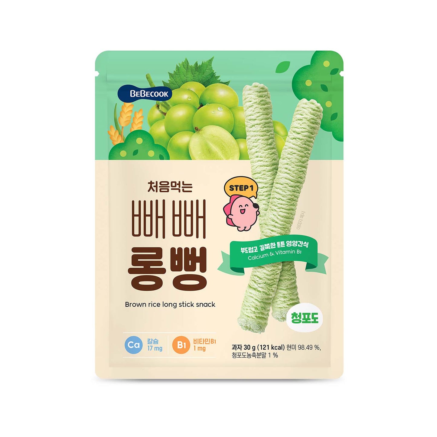 BeBecook - My First Jumbo Brown Rice Sticks (Green Grape) 30g
