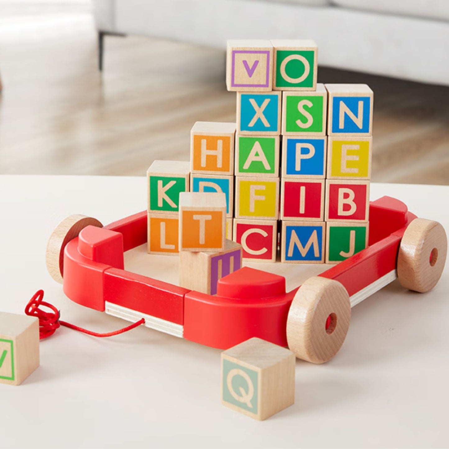 Hape - Pull Along Cart with Stacking Blocks