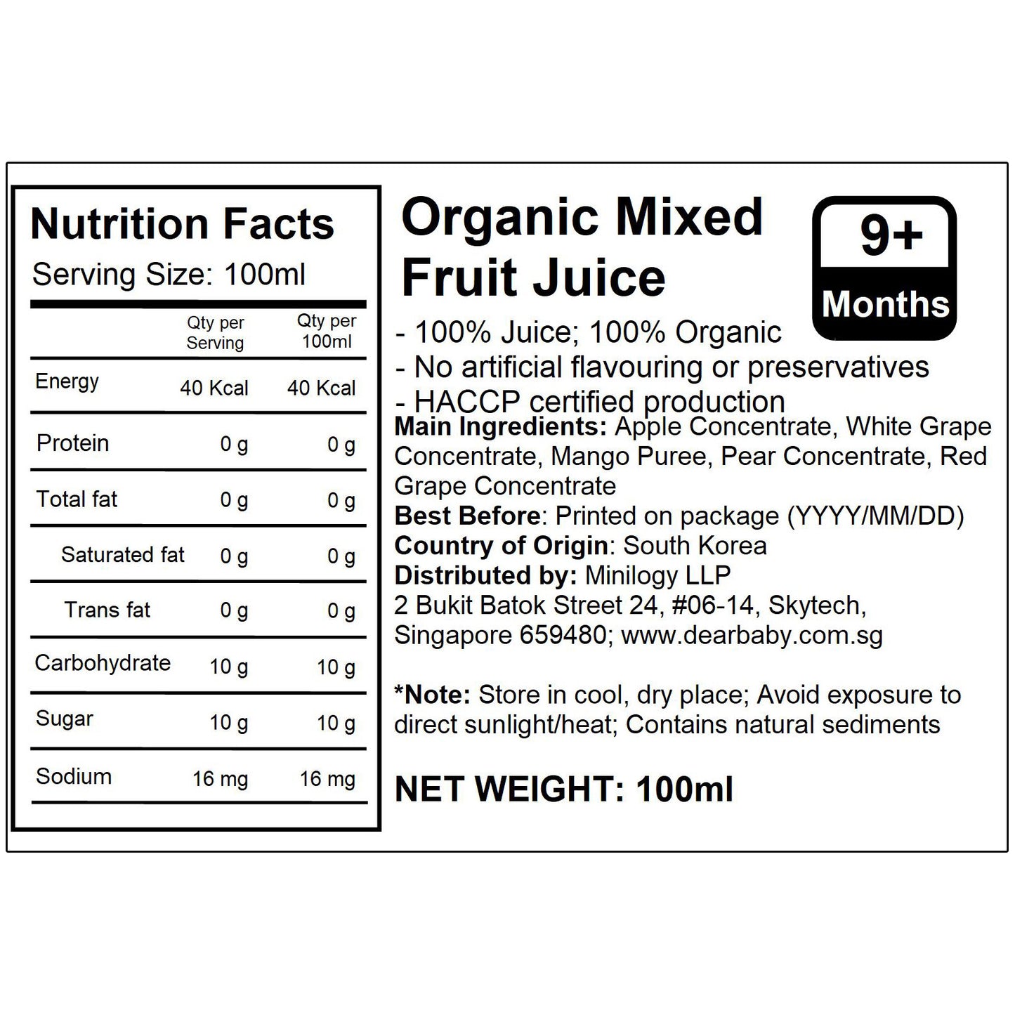 BeBecook - Organic Mixed Fruit Juice 100ml