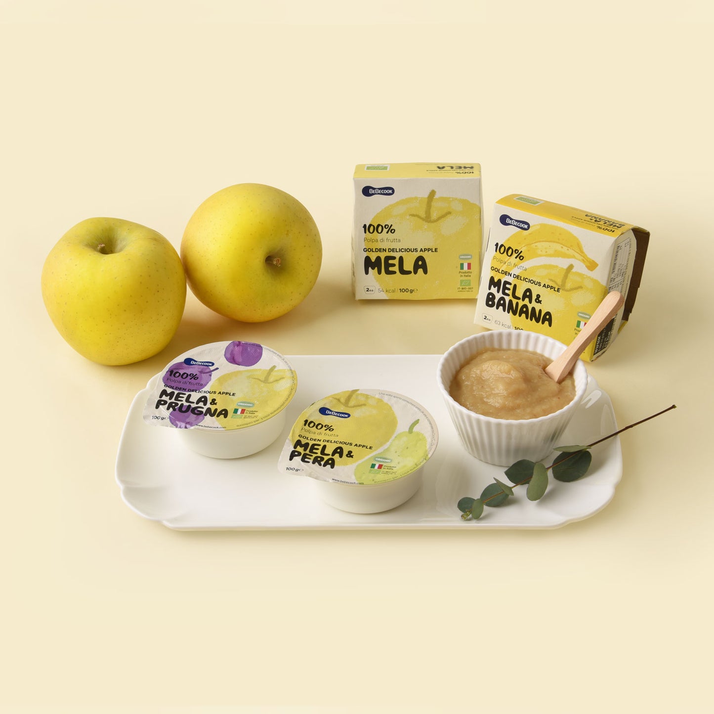 BeBecook - Organic Golden Apple & Prune Cup Puree 100g x 2