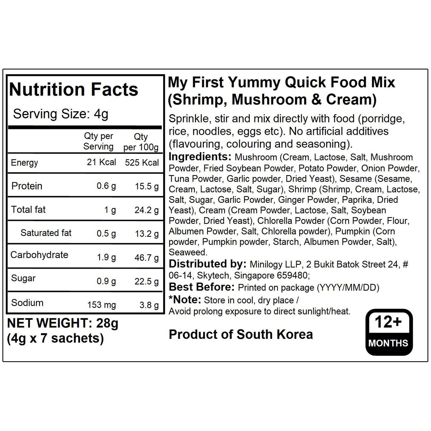 BeBecook - My First Yummy Quick Food Mix (Shrimp & Mushroom Cream) 4g x 7