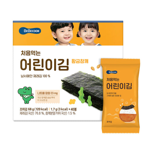 BeBecook - Junior's First Sun-Dried Seaweed (Golden Sesame) Jumbo Box 40 x 1.7g