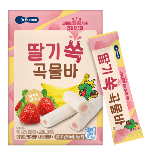 BeBecook - Junior's Fruity Multi-Grain Rolls (Strawberry & Banana) 5g x 8