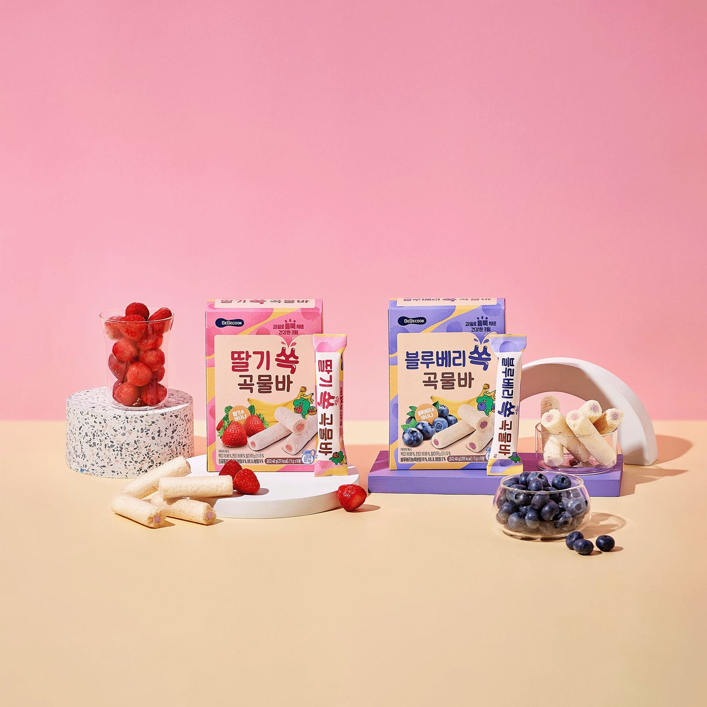 BeBecook - Junior's Fruity Multi-Grain Rolls (Strawberry & Banana) 5g x 8