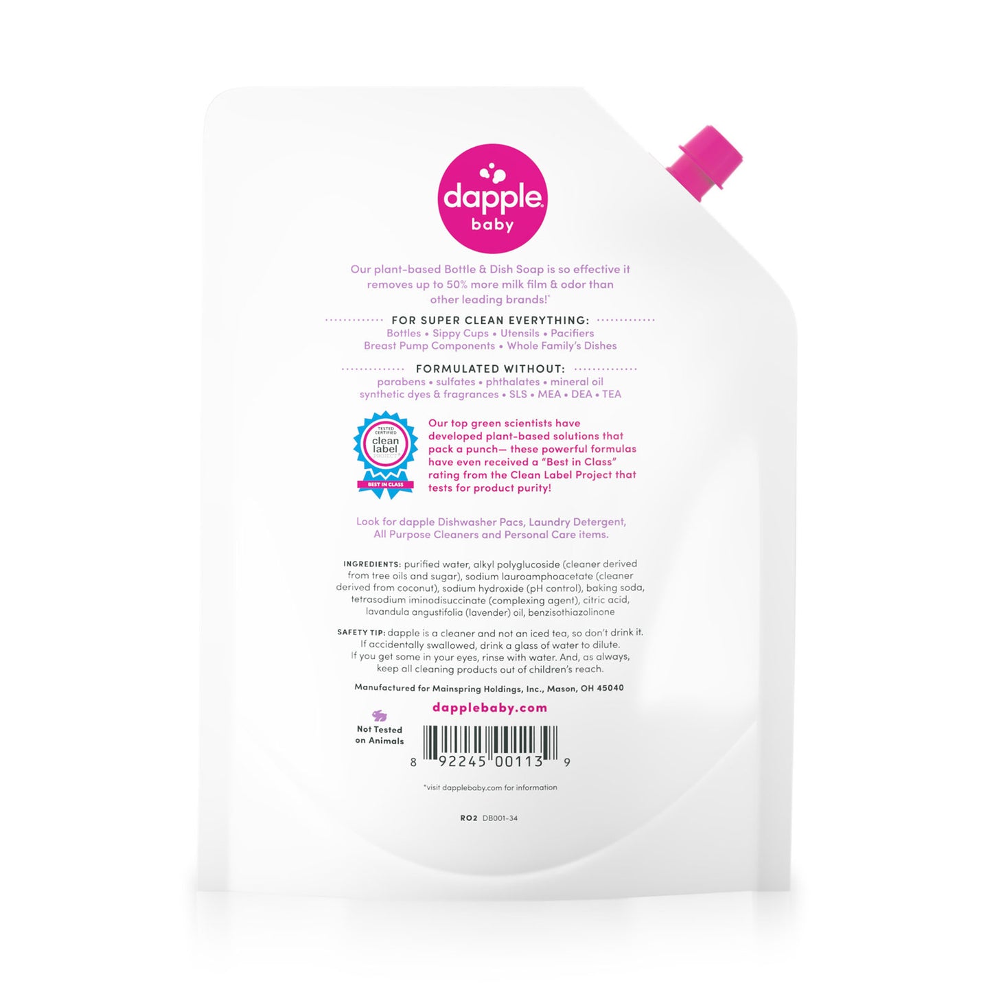 Dapple - 34oz Baby Bottle & Dish Liquid Refill (Lavender)