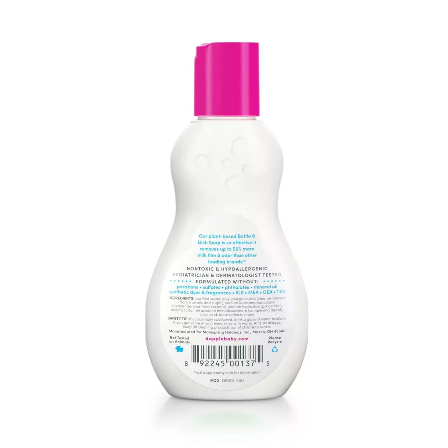 Dapple - 3oz Baby Bottle & Dish Liquid Travel Size (Fragrance free)