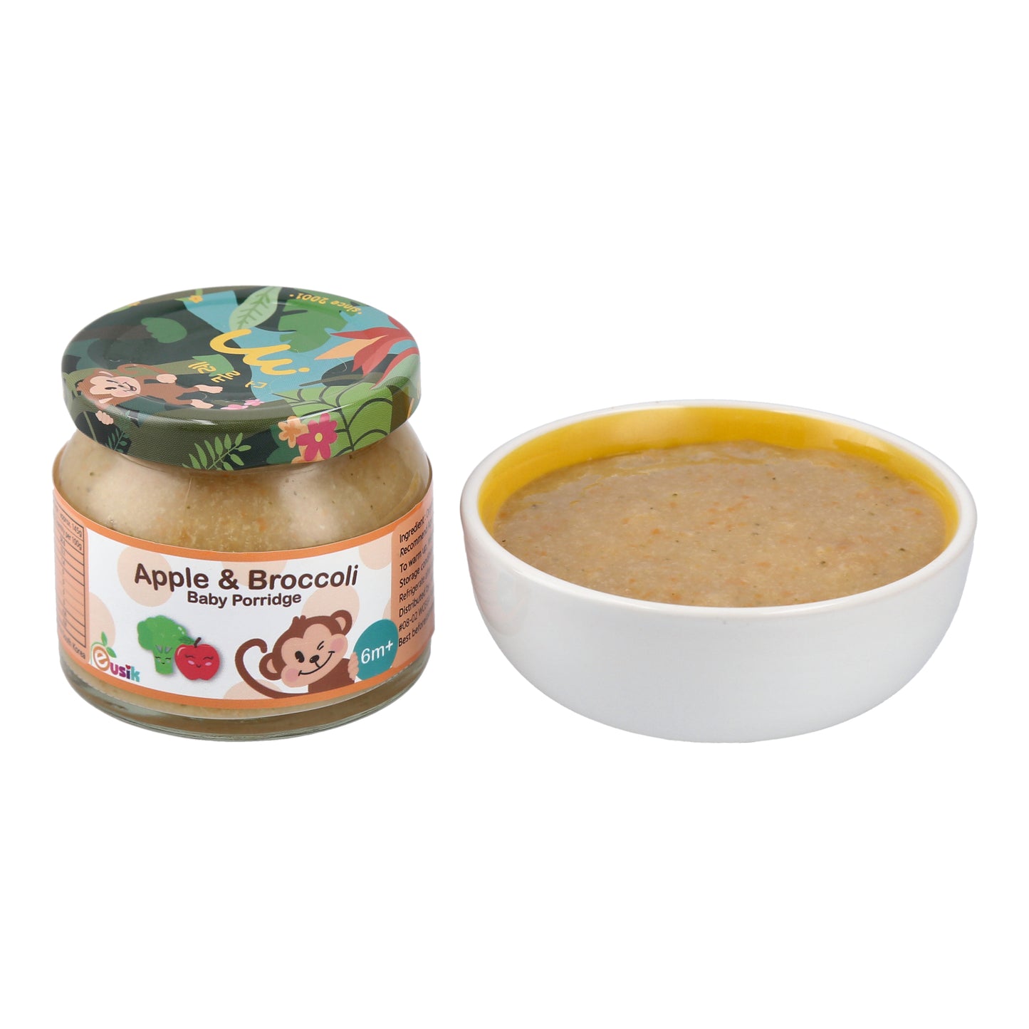 Eusik - 8-Pk Baby Rice Porridge (Apple & Broccoli) 145g, 6mths+