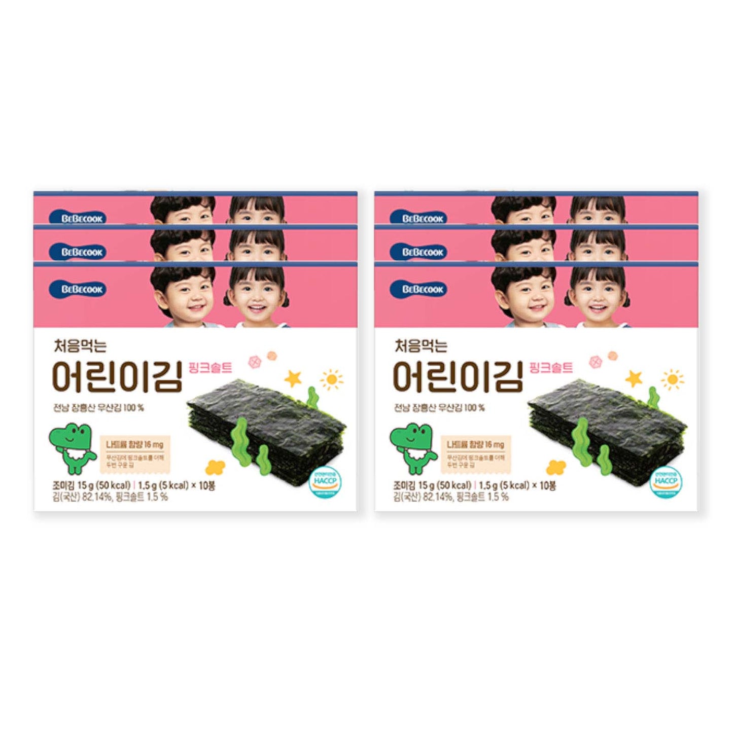 BeBecook - 6-Pk Junior's First Sun-Dried Seaweed (Pink Salt) 10 x 1.5g