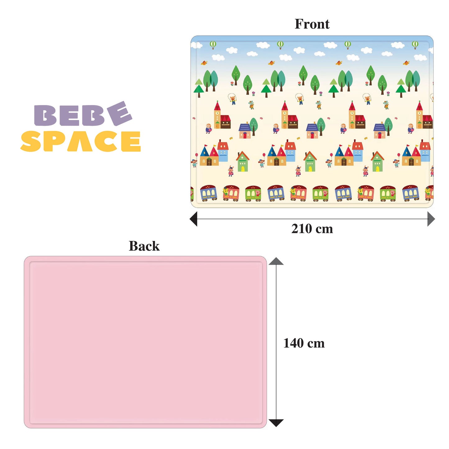 BeBespace - Summer Town + Pink Bumpz Playmat (2100mm x 1400mm x 12mm)